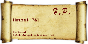 Hetzel Pál névjegykártya